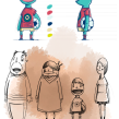 Diseño de personajes para Spot de TV. Un proyecto de Ilustración, Animación y Diseño de personajes de Óscar Lloréns - 24.07.2012