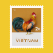 cockerel postage stamp . Character Design, Fine Arts, Paper Craft, Character Animation, and 3D Animation project by Diana Beltran Herrera - 02.12.2019