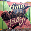 Mural "Que buenas las tengo". Un progetto di Design, Graphic design, Pittura, Tipografia, Calligrafia, Street Art, Lettering e Creatività di TECK24 - 26.09.2019