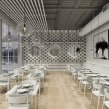 Restaurante nórdico. Design de interiores, e Modelagem 3D projeto de Alejandro Soriano - 29.10.2019