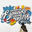 Mural en lettering | Carvajal Espacios. Illustration, Painting, and Lettering project by Ana Moreno - 11.18.2019