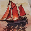 Sailing Away. Illustration, Fine Arts, Sketching, Watercolor Painting, and Sketchbook project by Reha Sakar - 11.03.2020