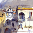Atrani - Amalfi Coast. Un proyecto de Arquitectura, Bellas Artes, Dibujo, Pintura a la acuarela y Dibujo artístico de yolahugo - 05.02.2021