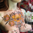 Floral Chestpiece. Un proyecto de Diseño de tatuajes e Ilustración botánica de Jen Tonic - 29.04.2021