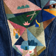 100+ hours of intuitive hand embroidery on vintage denim jacket . Embroider project by Damaja - 07.29.2021