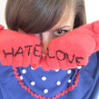 HATE LOVE embroidery on old gloves. Arts, Crafts, Creativit, Fashion Design, and Embroider project by Gaia Segattini - 08.02.2021