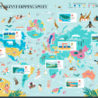 Skinny Dipping Top Spots Worldwide. Design, Illustration, Advertising, Editorial Design, Infographics, Vector Illustration, and Digital illustration project by Melanie Chadwick - 08.29.2021