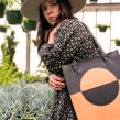Luna Tote in Black + Tan. Fashion project by Hemlock and Hyde - 05.18.2022