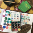 Paleta botánica Green mini . Design, Arts, Crafts, Fine Arts, Painting, Watercolor Painting, and DIY project by Florencia Alvarez Brunel - 08.03.2021