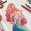 Halle Bailey as "The Little Mermaid" 🧜🏽‍♀️ - Colored Pencil Drawing . Projekt z dziedziny Trad, c, jna ilustracja,  Sztuki piękne i Portret użytkownika Gabriela Niko - 10.10.2022