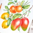 Watercolor Florals and Fruits for Monarte. Un proyecto de Ilustración tradicional, Diseño de moda y Pintura a la acuarela de Katerina Kolberg - 01.02.2018