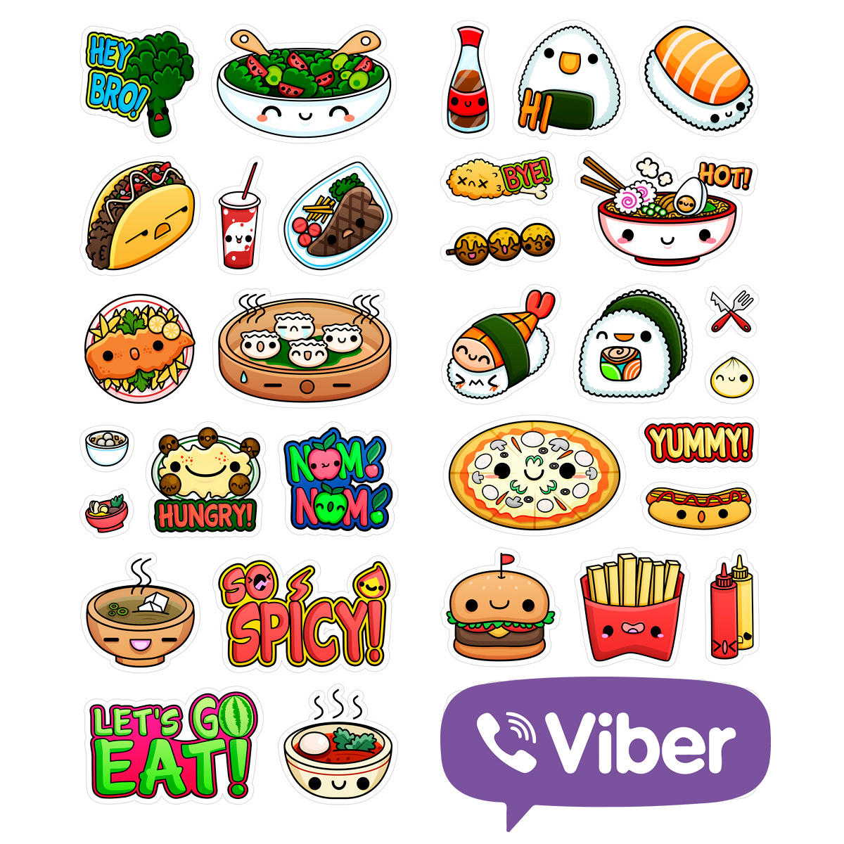 transportar Intolerable enfermo Stickers de comida kawaii para Viber app | Domestika