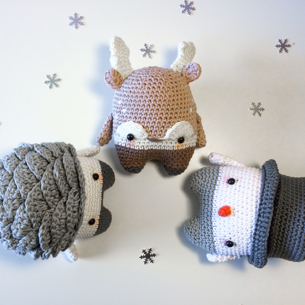 Nuevo Trío de muñecos crochet amigurumi Winter Series