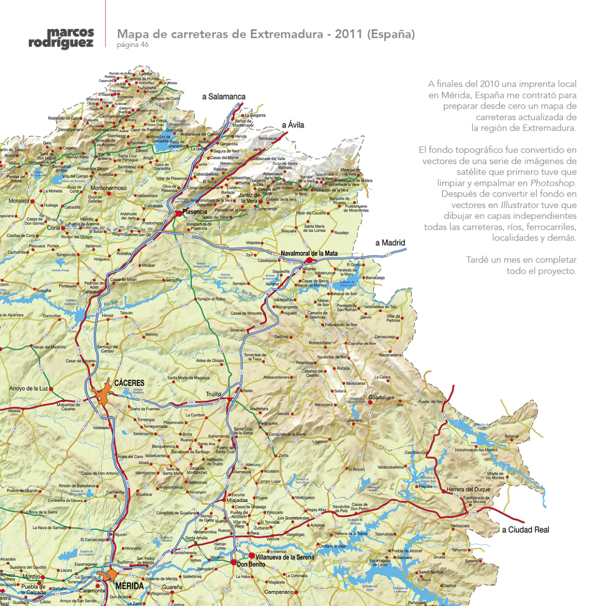 Mapa de carreteras de Extremadura - 2011 (España)