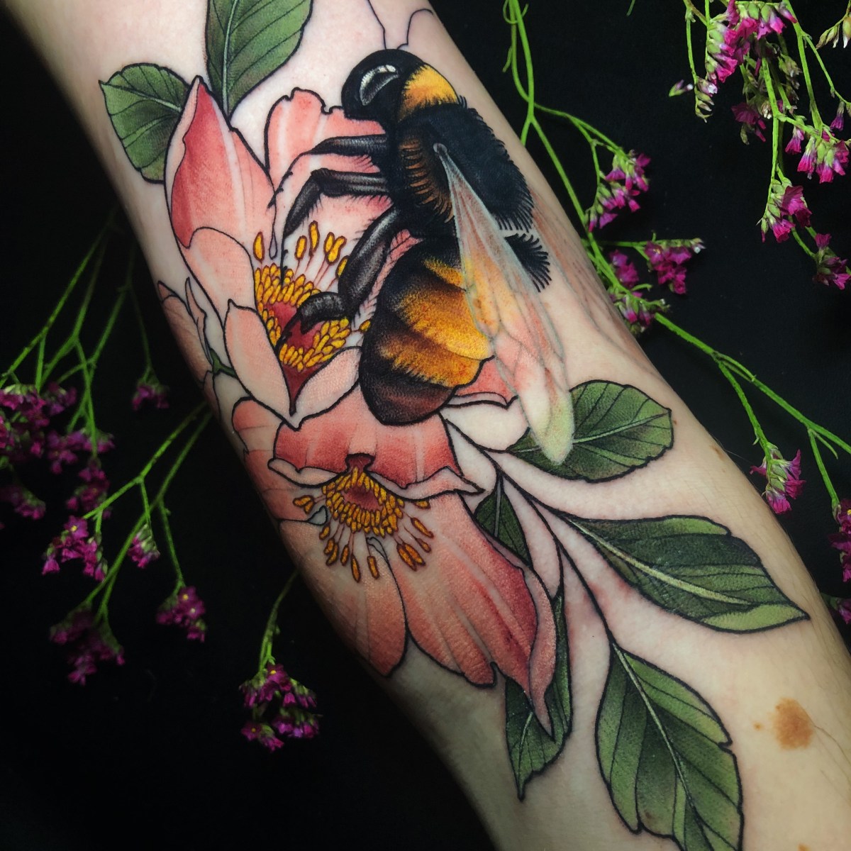 Honey Bee by Don Boos at Bay Ink Tattoo in San Diego CA Still cant  believe this is my tattoo  rtattoos
