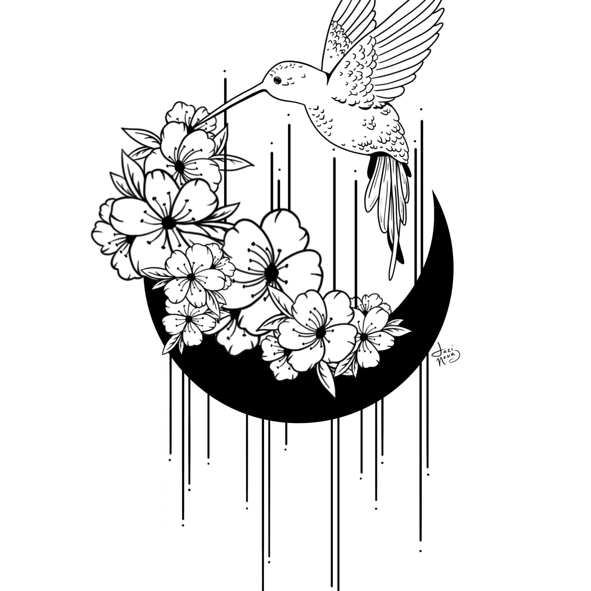 Hummingbird flash tattoo design in ballpoint pen : r/drawing