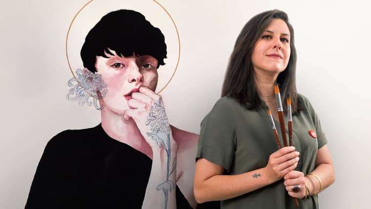 Retrato em aquarela a partir de uma fotografia