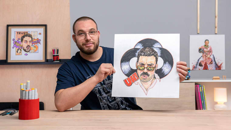 Retrato creativo con rotuladores