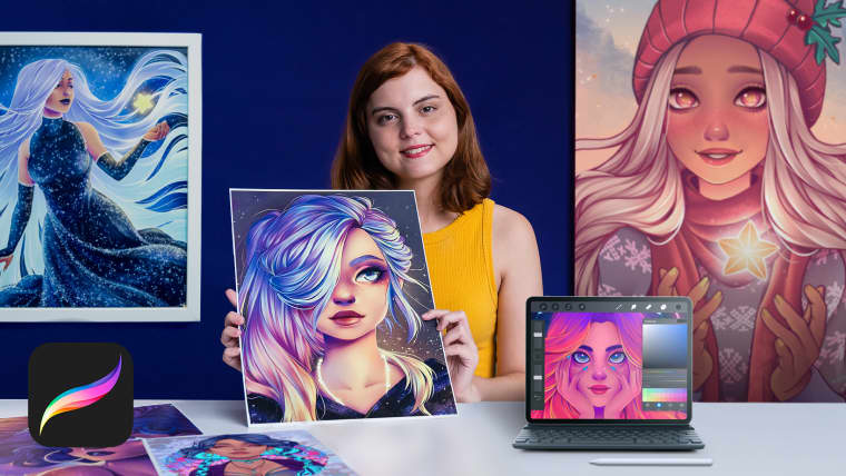 Retrato de personagens femininas com Procreate