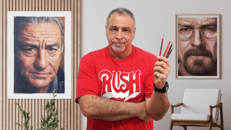 Retrato realista con lápices de colores