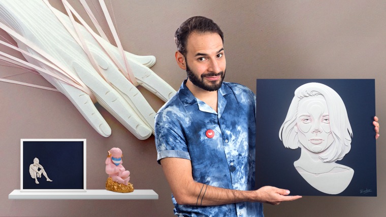 Retratos 3D com camadas de papel