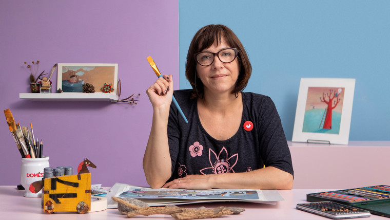 Illustration narrative pour enfants avec des techniques mixtes