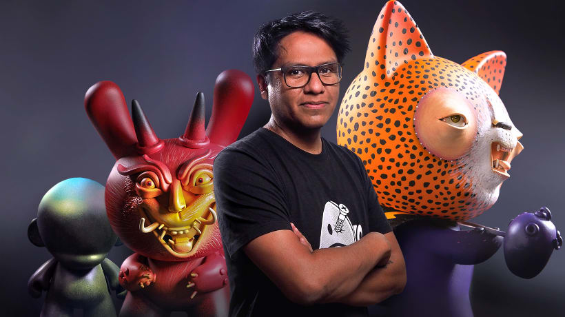 Desenho de intervenção de art toys