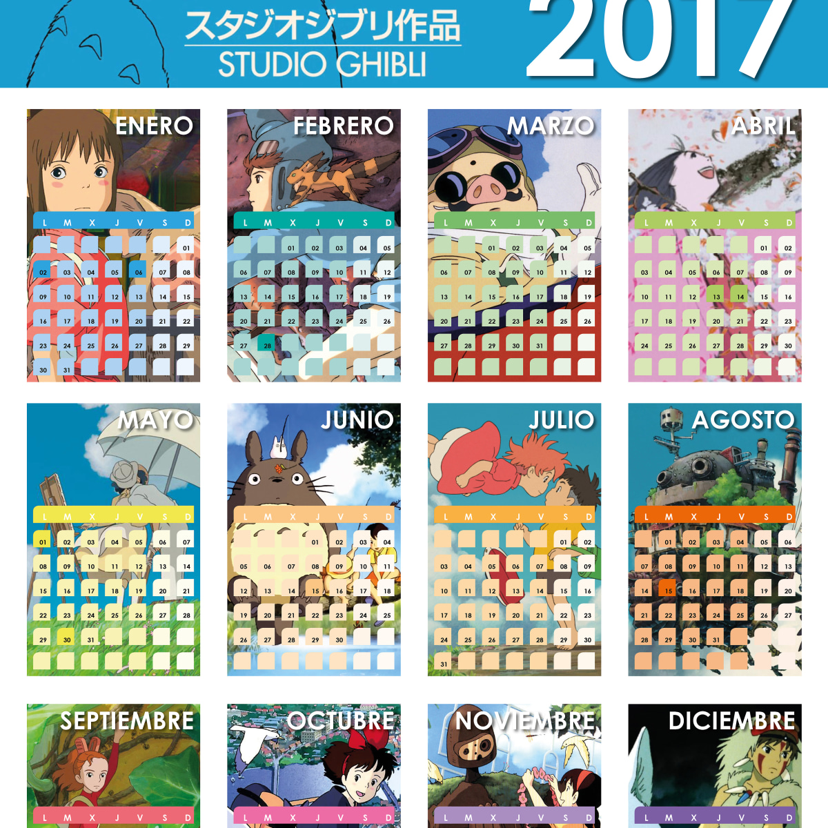 Calendario 2017 Studio Ghibli Domestika