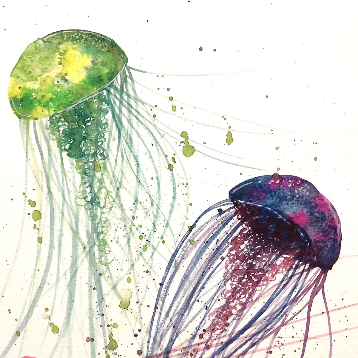 Watercolor Painting - Jellyfish | Domestika