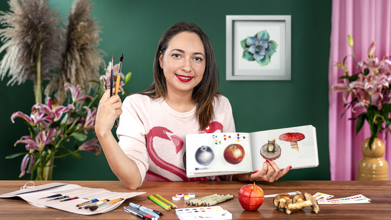 Cuaderno botánico en acuarela