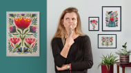 Introduction to Floral Illustration with Acrylic. Illustration course by Maya Hanisch