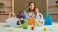 Design e criação de bolsas com miçangas. Curso de Craft, e Moda por Jimena Larrondo Martinez