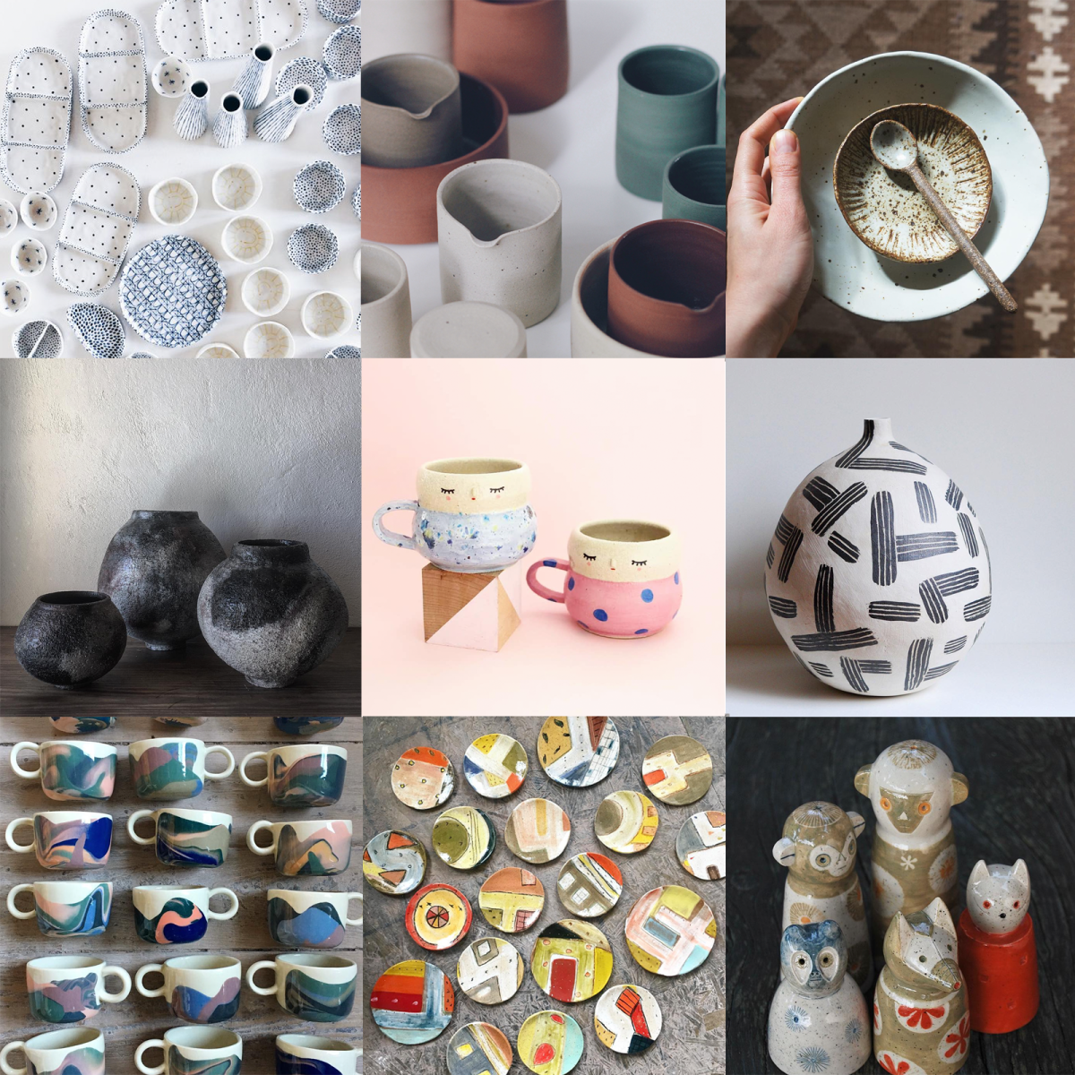 Varios jarrones de cerámica con concepto de cerámica de pintura