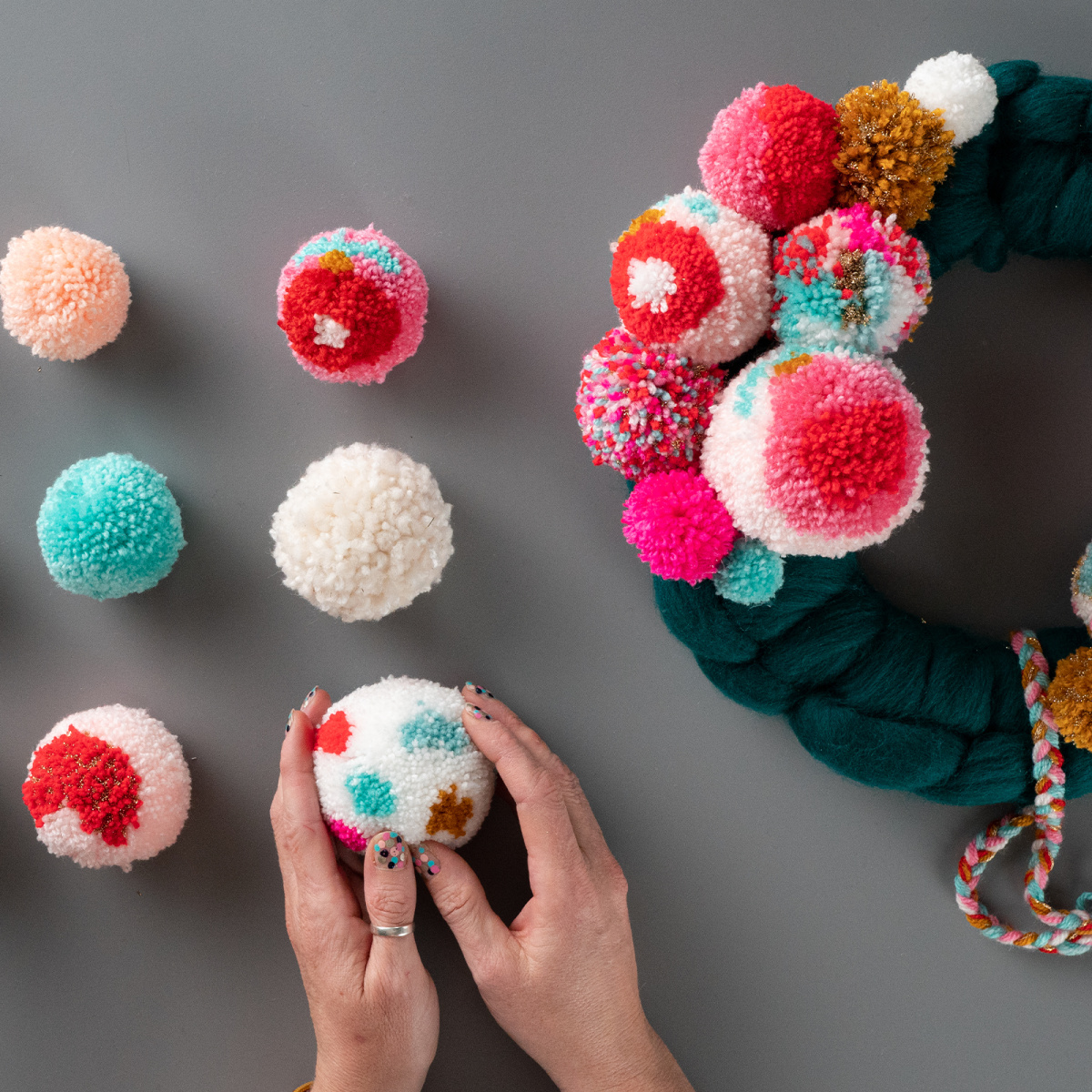 How to Make Multicolor Pom Poms - The Woolery