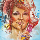 Rihanna, my angel. Een project van Traditionele illustratie van Xavier Gironès - 08.08.2011