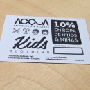 Tarjeta de descuento en ropa de niños para ACQUA | Peluquería & Belleza. Design project by María Caballer - 11.13.2013