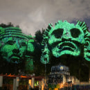Dioses del Maíz - Proyección 3D de dioses prehispánicos sobre árboles del Parque México, DF. Installations project by Maizz Visual - 06.08.2014