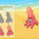 Low Poly little Squid - Criatura 3D para videojuego Hamusutaman. Een project van 3D e Interactief ontwerp van Alfonso Montón - 27.05.2015