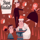 Bon Nadal Postal. Traditional illustration, and Graphic Design project by Debbie Nicole Marentes - 12.23.2015