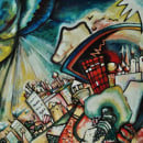 Inspiración Kandinsky ( óleo sobre tabla madera/cartón reciclado). Painting project by Gema Albiol Otero - 11.30.2017