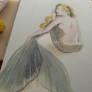 Sirena en acuarela para MerMay 2018. Un proyecto de Ilustración tradicional, Bellas Artes, Pintura, Dibujo a lápiz y Dibujo de Vianys Morales Gomez - 31.05.2018