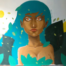Mural en "Casa Libre". Ilustração tradicional, Pintura, Ilustração digital, e Pintura em aquarela projeto de Bruno García Alcántara - 07.07.2018