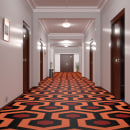 The Shining hallway. Un progetto di Cinema, video e TV, 3D, Architettura, Architettura dell'informazione, Architettura d'interni, Cinema e Animazione 3D di Davide Benetti - 19.07.2018