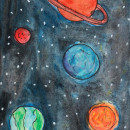 Planetas - Acuarela y marcador. Ilustração tradicional, Desenho, e Pintura em aquarela projeto de Julieta Visser - 30.07.2018