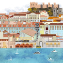 Ilustración Lisboa. Een project van Traditionele illustratie, Architectuur, Grafisch ontwerp, Vectorillustratie y  Tekening van Chema Pedrosa - 13.11.2018