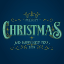 Postal Merry Christmas & Happy 2019 . Lettering projeto de estergradoli - 24.12.2018