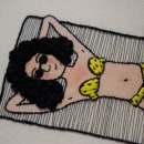 Bikini a lunares amarillo. Traditional illustration, and Embroider project by Lía Nalé - 12.16.2018