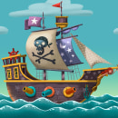 El Pirata despistat, canción del grupo musical "El Pot Petit". Traditional illustration, Animation, and Digital Illustration project by Montse Casas Surós - 03.28.2019