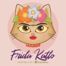 Frida Katlo (homenaje gato Frida Kahlo). Ilustração digital projeto de Ruben Castro - 10.07.2019