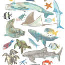 Animales de Galápagos, Inktober 2018. Un proyecto de Ilustración tradicional, Collage, Dibujo y Pintura a la acuarela de Estefania Santos Gallegos - 10.06.2019